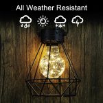 MAGGIFT 2 Pack Hanging Solar Lights, Outdoor Solar Powered Tabletop Lanterns with 15 LED Copper Lights Blub, Waterproof Solar Lantern with Handle for Yard, Lawn, Patio, Garden Decoration, Warm White - Image 2
