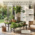 IRON LANDS Hulk 2 Step 35in with Green Grass Metal Pot Stand |Supports Up to 200 Kg| Artificial Grass Mat Included for Balcony, Indoor Outdoor Garden Display Home Decor (Black) - Image 8