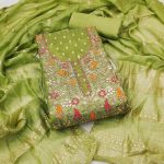 Pandadi Saree Women's Simmer Silk Embroidery Work Unstitched Salwar Suit Dress Material - Image 2