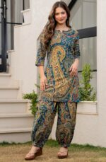 rytras Women Woman Pure Cotton Printed A-Line Kurta Sets with Palazzos|Kurti Set for Woman|Cord Set for Women Cotton - Image 4