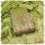 Pandadi Saree Women's Simmer Silk Embroidery Work Unstitched Salwar Suit Dress Material