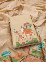 Muga Cotton Jamdani Pichwai Weaving Salwar Suit Dress Material with Dupatta for Women | 3 Piece Unstitched Suit Set | Woven Ethnic Dress Material for Festive, Casual & Office Wear - Image 5
