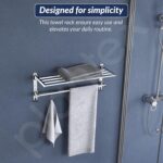 Plantex Stainless Steel Towel Hanger for Bathroom/24 Inch Folding Wall Mounted Bathroom Cloth Hanger/Towel Rack/Chrome Finish Bathroom Accessories- Pack of 1 - Image 7
