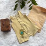 Picksparrow Unisex Baby Ethnic Romper, Gold Colour with Peacock Feather Embroidery - Image 2