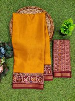 Woven Kanjivaram Silk Blend, Pure Silk Saree (Mustard) - Image 6