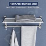 Plantex Stainless Steel Towel Hanger for Bathroom/24 Inch Folding Wall Mounted Bathroom Cloth Hanger/Towel Rack/Chrome Finish Bathroom Accessories- Pack of 1 - Image 2