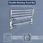 Plantex Stainless Steel Towel Hanger for Bathroom/24 Inch Folding Wall Mounted Bathroom Cloth Hanger/Towel Rack/Chrome Finish Bathroom Accessories- Pack of 1 - Image 5