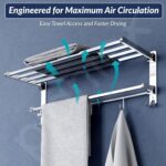 Plantex Stainless Steel Towel Hanger for Bathroom/24 Inch Folding Wall Mounted Bathroom Cloth Hanger/Towel Rack/Chrome Finish Bathroom Accessories- Pack of 1 - Image 6