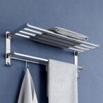 Plantex Stainless Steel Towel Hanger for Bathroom/24 Inch Folding Wall Mounted Bathroom Cloth Hanger/Towel Rack/Chrome Finish Bathroom Accessories- Pack of 1