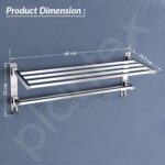 Plantex Stainless Steel Towel Hanger for Bathroom/24 Inch Folding Wall Mounted Bathroom Cloth Hanger/Towel Rack/Chrome Finish Bathroom Accessories- Pack of 1 - Image 3