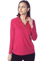 London Hills Women's Cotton Regular Fit Tshirt Full Sleeve Zipper Tshirt T-Shirt Full Sleeves